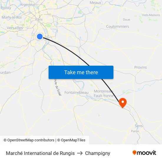 Marché International de Rungis to Champigny map