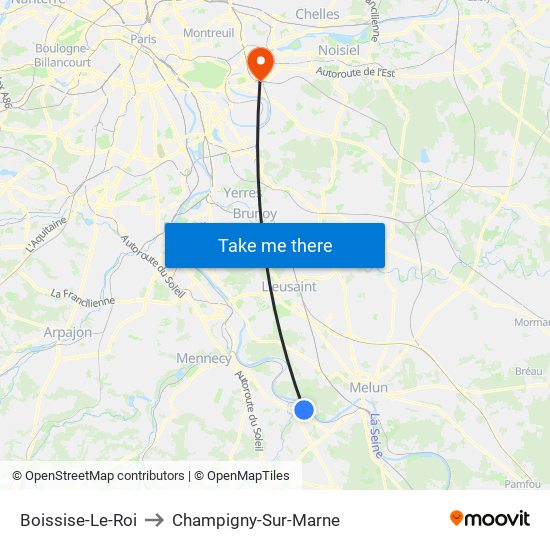 Boissise-Le-Roi to Champigny-Sur-Marne map