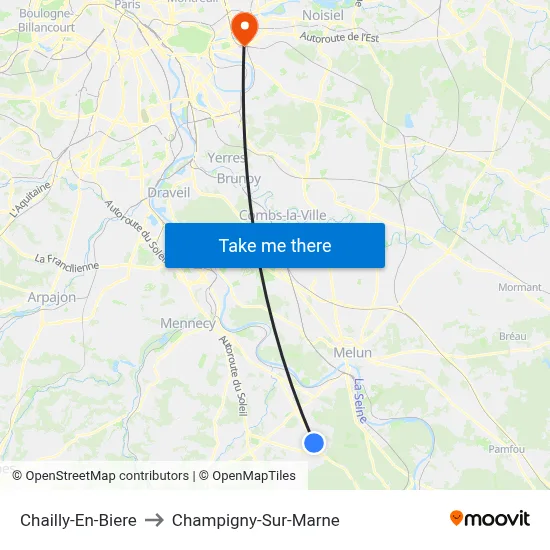 Chailly-En-Biere to Champigny-Sur-Marne map