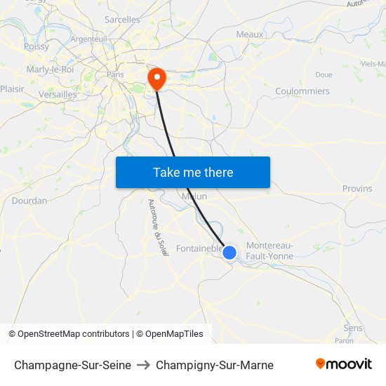 Champagne-Sur-Seine to Champigny-Sur-Marne map
