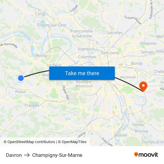 Davron to Champigny-Sur-Marne map