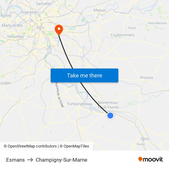 Esmans to Champigny-Sur-Marne map
