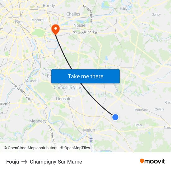 Fouju to Champigny-Sur-Marne map