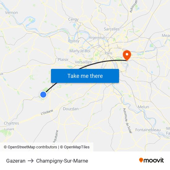 Gazeran to Champigny-Sur-Marne map