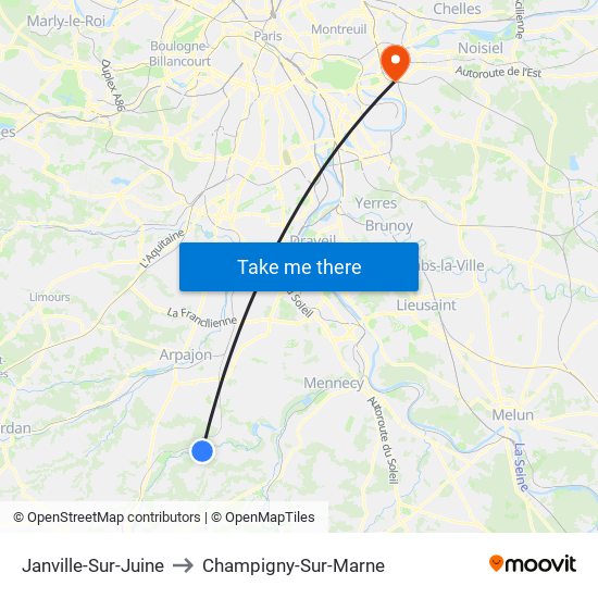 Janville-Sur-Juine to Champigny-Sur-Marne map