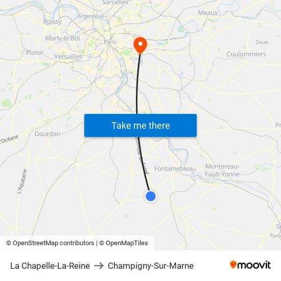 La Chapelle-La-Reine to Champigny-Sur-Marne map