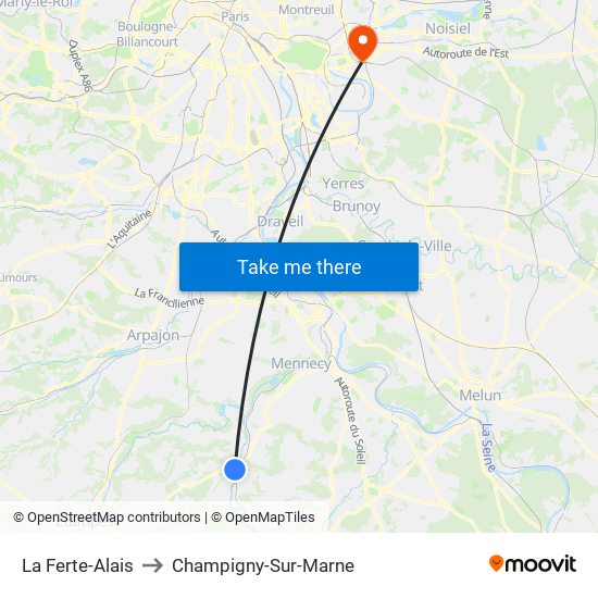 La Ferte-Alais to Champigny-Sur-Marne map