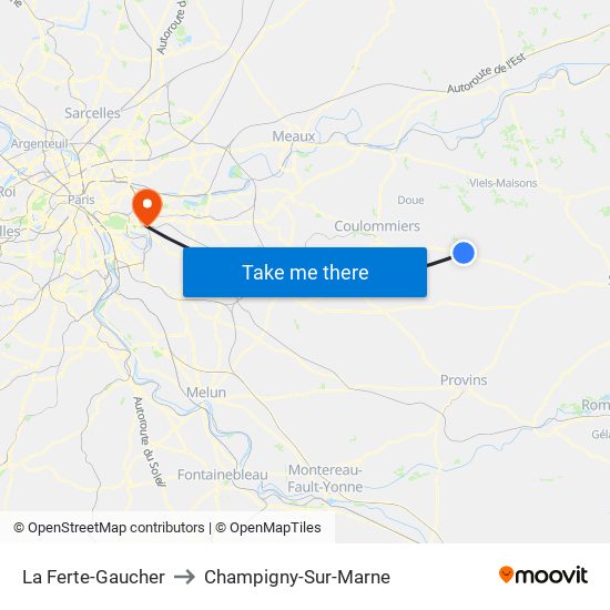 La Ferte-Gaucher to Champigny-Sur-Marne map