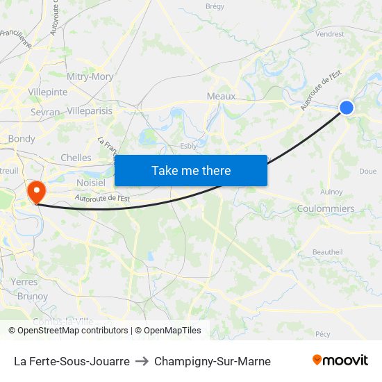 La Ferte-Sous-Jouarre to Champigny-Sur-Marne map