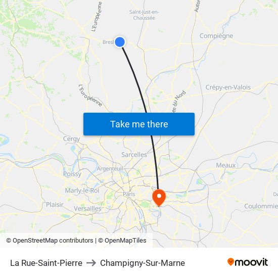 La Rue-Saint-Pierre to Champigny-Sur-Marne map