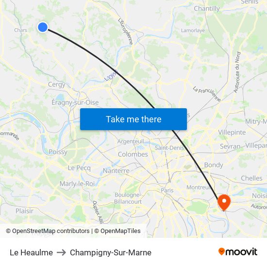 Le Heaulme to Champigny-Sur-Marne map