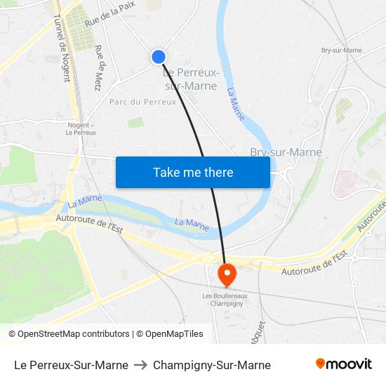 Le Perreux-Sur-Marne to Champigny-Sur-Marne map