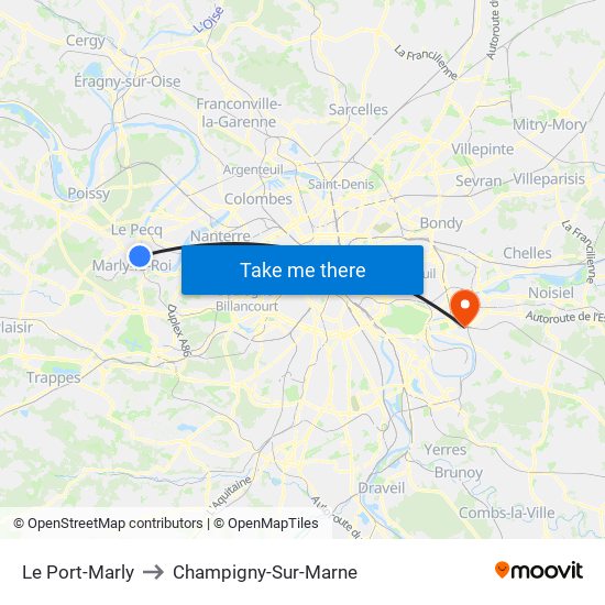 Le Port-Marly to Champigny-Sur-Marne map
