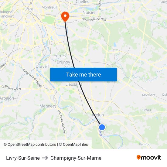 Livry-Sur-Seine to Champigny-Sur-Marne map