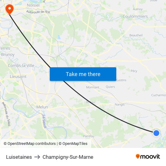 Luisetaines to Champigny-Sur-Marne map