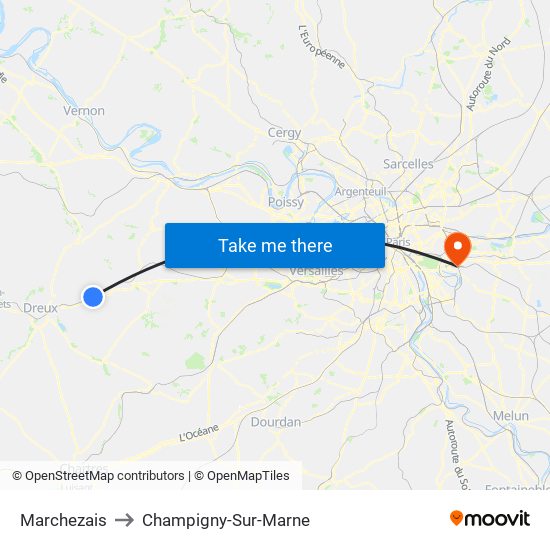 Marchezais to Champigny-Sur-Marne map