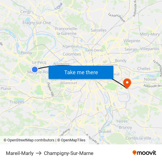 Mareil-Marly to Champigny-Sur-Marne map