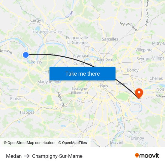 Medan to Champigny-Sur-Marne map