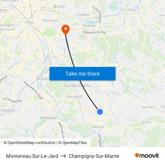 Montereau-Sur-Le-Jard to Champigny-Sur-Marne map