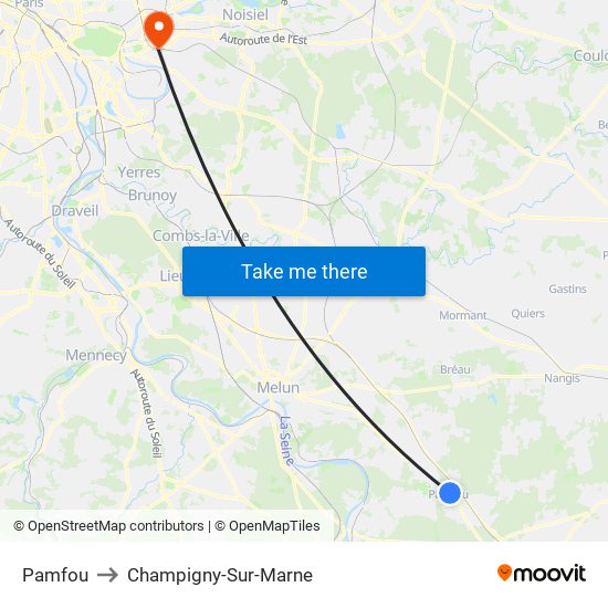 Pamfou to Champigny-Sur-Marne map