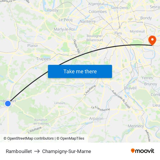 Rambouillet to Champigny-Sur-Marne map