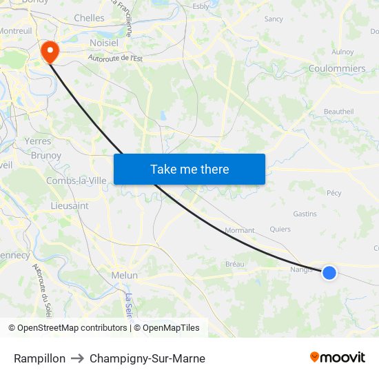 Rampillon to Champigny-Sur-Marne map