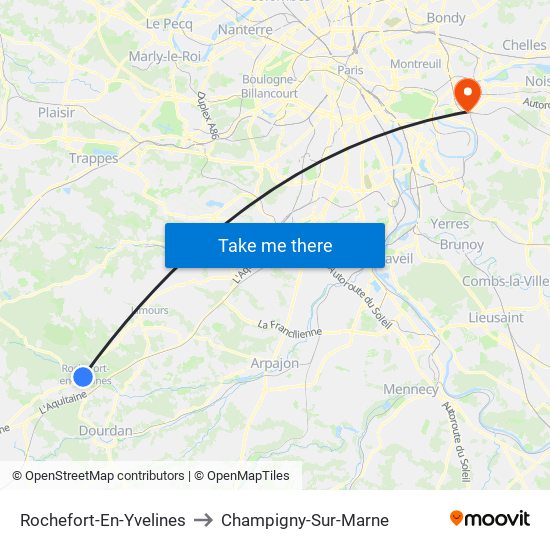Rochefort-En-Yvelines to Champigny-Sur-Marne map