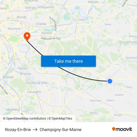 Rozay-En-Brie to Champigny-Sur-Marne map