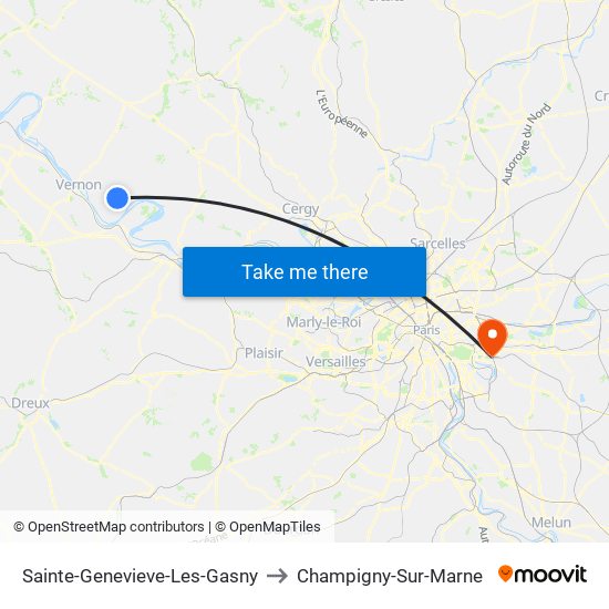 Sainte-Genevieve-Les-Gasny to Champigny-Sur-Marne map