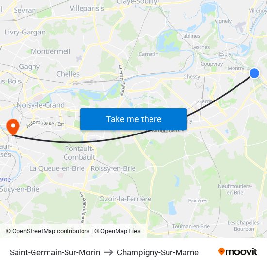 Saint-Germain-Sur-Morin to Champigny-Sur-Marne map