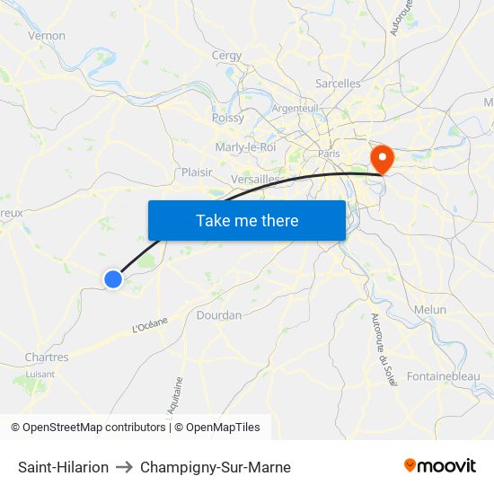 Saint-Hilarion to Champigny-Sur-Marne map
