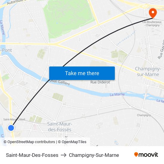 Saint-Maur-Des-Fosses to Champigny-Sur-Marne map