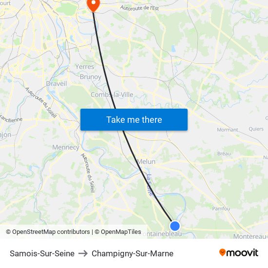 Samois-Sur-Seine to Champigny-Sur-Marne map
