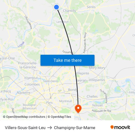 Villers-Sous-Saint-Leu to Champigny-Sur-Marne map