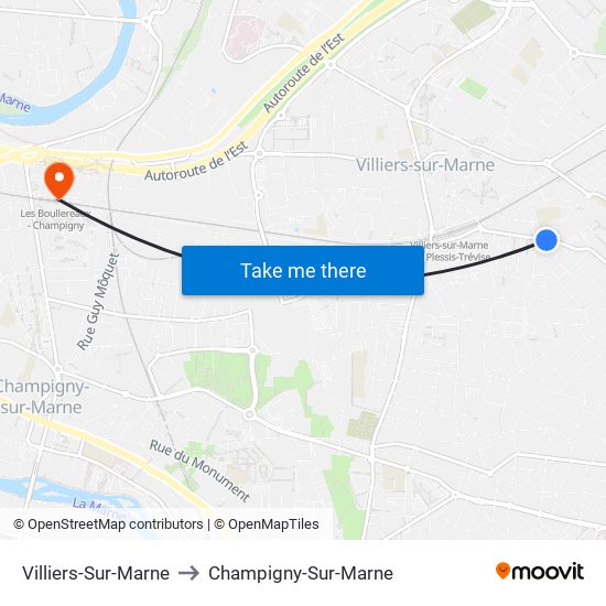 Villiers-Sur-Marne to Champigny-Sur-Marne map