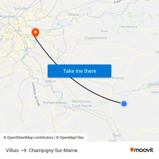 Villuis to Champigny-Sur-Marne map