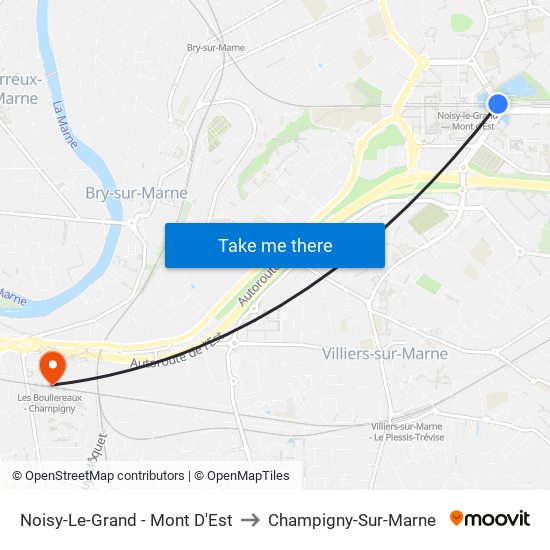 Noisy-Le-Grand - Mont D'Est to Champigny-Sur-Marne map
