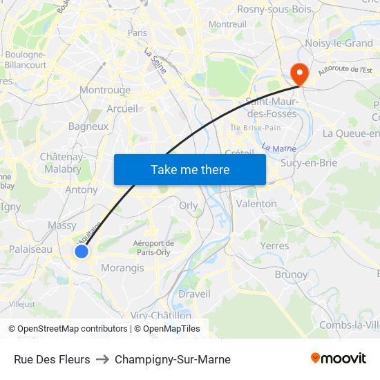 Rue Des Fleurs to Champigny-Sur-Marne map