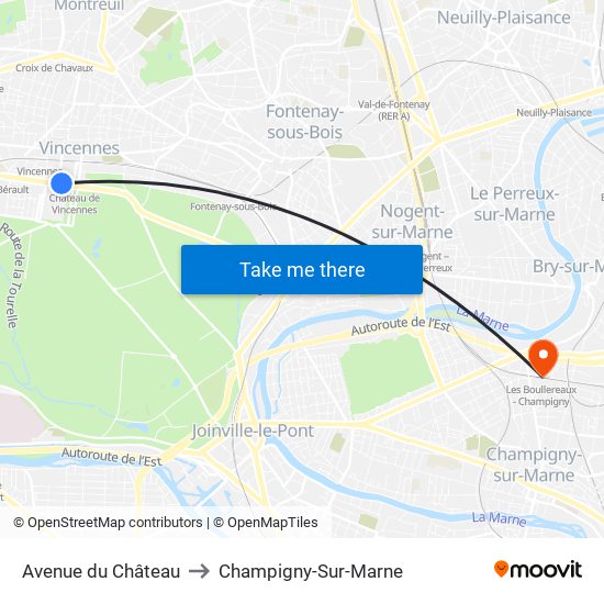Avenue du Château to Champigny-Sur-Marne map