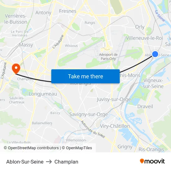 Ablon-Sur-Seine to Champlan map