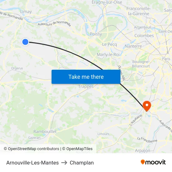 Arnouville-Les-Mantes to Champlan map