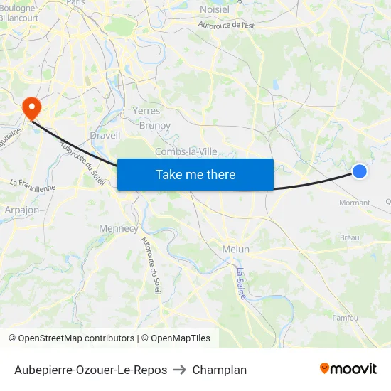 Aubepierre-Ozouer-Le-Repos to Champlan map