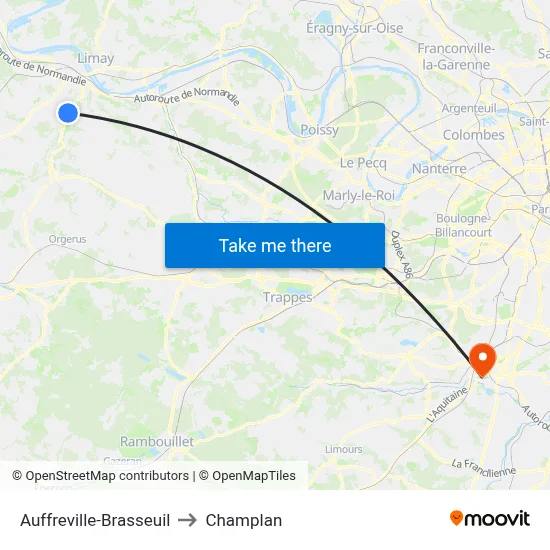Auffreville-Brasseuil to Champlan map