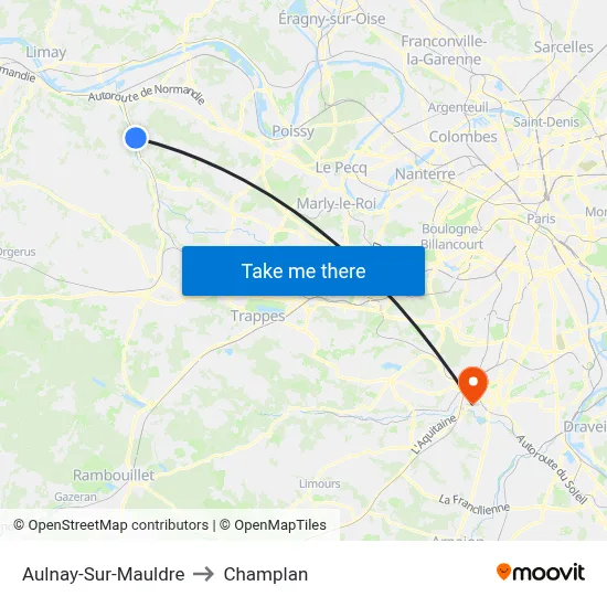 Aulnay-Sur-Mauldre to Champlan map