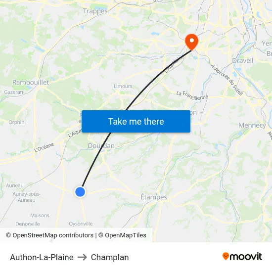 Authon-La-Plaine to Champlan map