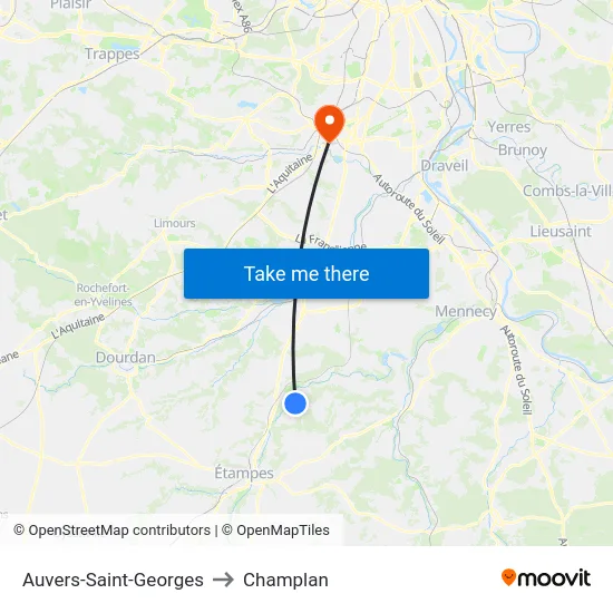 Auvers-Saint-Georges to Champlan map