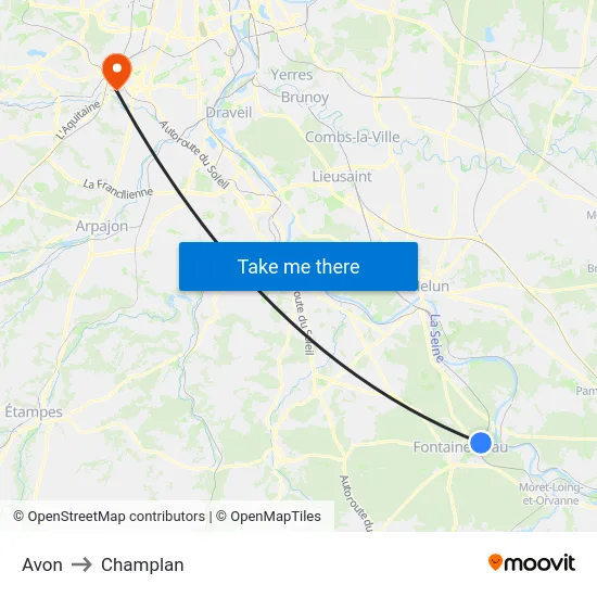 Avon to Champlan map