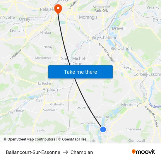 Ballancourt-Sur-Essonne to Champlan map