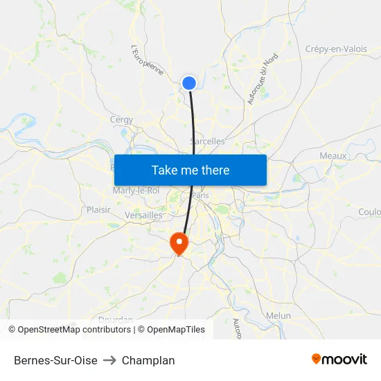 Bernes-Sur-Oise to Champlan map