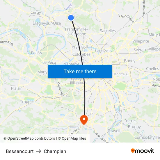 Bessancourt to Champlan map